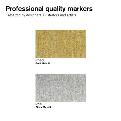 Pennarelli Winsor&Newton Promarker doppia punta fine-larga - argento e oro - conf. 2 pezzi - 0290150